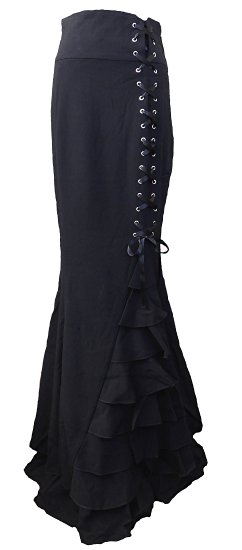 -Rainy Night in London- Victorian Gothic Ruffle Steampunk Vintage Style Skirt