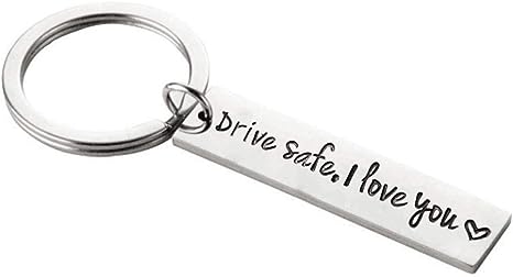 BOGZON Drive Safe Keychain I Love You Pendant Dad Boyfriend Gift Trucher Husband Valentiness's Day Driver Gift for Women Men
