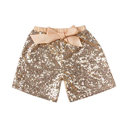 Messy Code Baby Girls Shorts Toddlers Short Sequin Pants with Bow