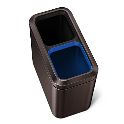 simplehuman, Slim Open Top Recycling Trash Can, dark bronze, 20 Liter / 5.3 Gallon