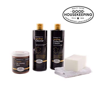 Furniture Clinic Leather Complete Restoration Kit - Set Includes Leather Recoloring Balm, Protection Cream, Cleaner, Sponge and Cloth - Restore and Repair Sofas, Car Seats and More (Bordeaux)