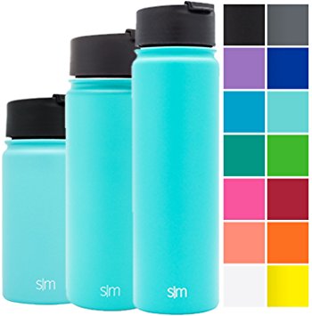 Simple Modern Vacuum Insulated Stainless Steel Water Bottle - Summit Wide Mouth Coffee Tea Thermos - Double Walled Flask - Powder Coated Hydro Canteen