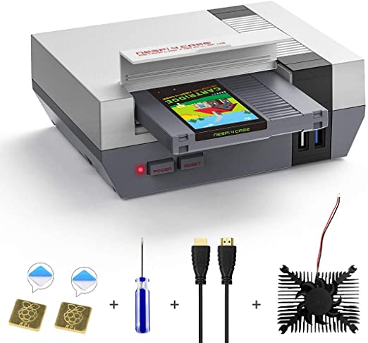 AKNES RETROFLAG Raspberry Pi 4 Case, NESPi 4 CASE with SSD CASE, Cooling Fan, HDMI Cable& Heatsinks for Raspberry Pi 4 Model B