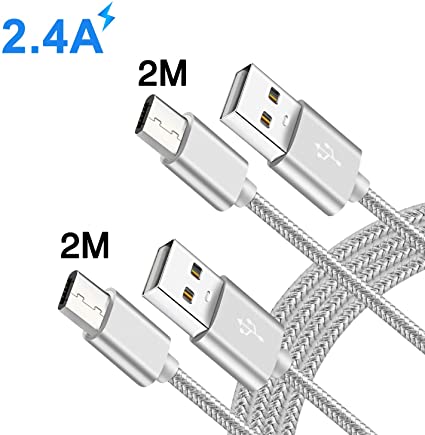 Micro Usb Charging Cable 2M 2M,Charger Lead For Amazon kindle Fire HD 7 8 10 tablet Paperwhite,Samsung Galaxy J3 J5 J7 2017 2018,Huawei P Smart   Plus 2019,P10 Lite/P9 Lite/P8 Lite,2.4A Fast Charge