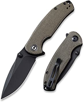 CIVIVI Pintail Flipper Pocket Knife for EDC, Liner Lock Knife 2.97'' S35VN Blade Dark Green Micarta Handle C2020C