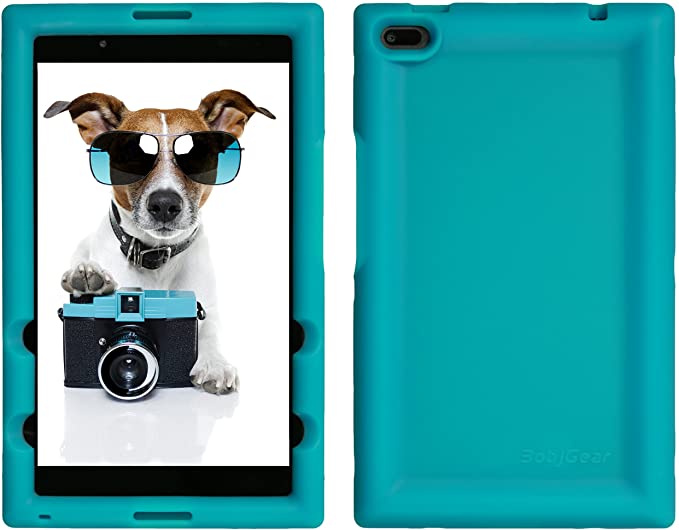 Bobj Rugged Case for Lenovo Tab 4 8 inch only TB-8504F or TB-8504X (NOT FOR TB-8304F or Plus model TB-8704) - BobjGear Custom Fit - Patented Venting - BobjBounces Kid Friendly (Turquoise)