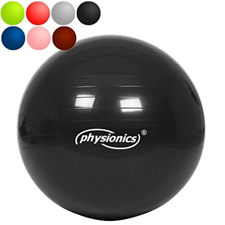 Physionics Fitness Ball with Pump Gym Exercise Yoga & Pilates DIFFERENT COLOURS/SIZES