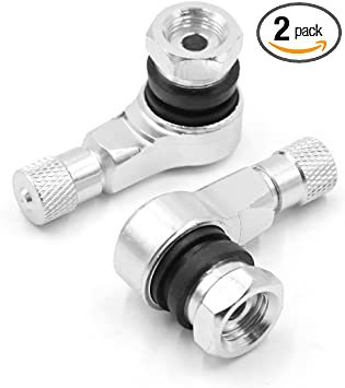 uxcell 2Pcs Silver Tone 90 Degree Angled Aluminum Alloy Tubeless Tire Valve Stem Cover Cap for Motorcycle Car