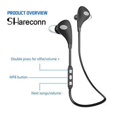 SHareconn V4.1 Wireless Bluetooth Headphones Sports Running Headphones with Microphone, Sweatproof In-Ear Stereo Wireless Bluetooth Earbuds Headset Earphones