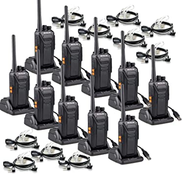 Retevis RT27 Walkie Talkies, Professional PMR446 16 Channels, Two Way Radio Rechargeable Long Distance, Hand Free 2 Way Radio with Earpiece for School, Retail, Security (10 Pack,Black)