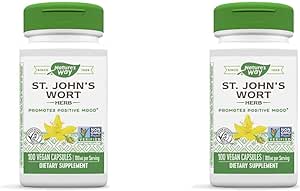 Nature's Way Premium St. John’s Wort Herb, Promotes Positive Outlook*, 700 mg per Serving, 100 Vegan Capsules (Pack of 2)