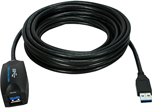 QVS USB Extension Cable, 16', Black (USB3-RPTR)