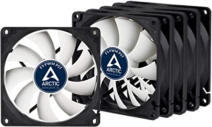 ARCTIC F9 PWM PST - 92 mm PWM PST Case Fan - Five Pack, Silent Cooler with Standard Case, PST-Port (PWM Sharing Technology), Regulates RPM in sync, Fan Speed: 150-1800 RPM