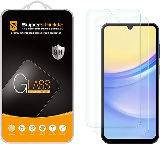 Supershieldz (2 Pack) Designed for Samsung Galaxy A15 5G Tempered Glass Screen Protector, Anti Scratch, Bubble Free