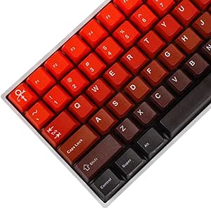 127 Thick PBT ANSI ISO CO2 Engraved Mac Custom Keycaps Gradient OEM Profile for 108 104 96 87 84 61 68 GMMK KBD75 KBD67 GK64 (Red Gradient Engraved)