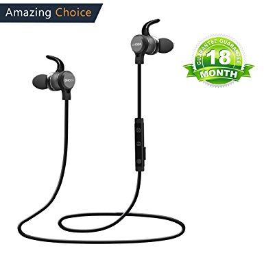 Bluetooth Headphones, DHOZA Wireless 4.1 Sports Earphones in Ear Earbuds with 8 Hours Playtime (CVC6.0, aptX Stereo, Magnetic Aluminum Design, Noise Cancelling Mic)