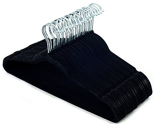 30 pc Premium Quality Black Velvet Hangers - Space Saving Thin Profile, Non-slip Padded with Notched Shoulders for Dresses and Blouses – Strong Enough for Coats and Pants.