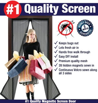 Magnetic Screen Door Hanging Curtain Mesh for Patio Gazebo Front Doors Frame Up To 34 By 82 Strong Closure by Hidden Magnets Sewn in Seam Bug Fly Mosquito Repellent Walk Through Curtains Keep Flies Out Instant Velcro Seal Premium Quality