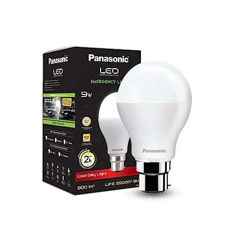 Panasonic 9W Rechargable Emergency LED Bulb, B22 9W Inverter Bulb, Cool Day Light, Pack of 1 (PBUM13097)