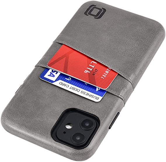 Dockem iPhone 11 Wallet Case: Built-in Metal Plate for Magnetic Mounting & 2 Credit Card Holders (6.1" Exec M2, Synthetic Leather, Grey)