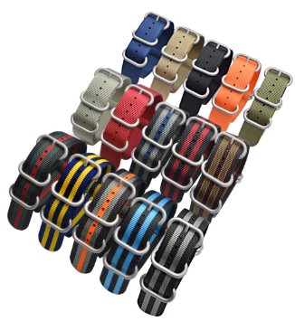 ArtStyle Watch Band with Colorful Nylon Material Strap and Heavy Duty Brushed Buckle