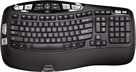 Logitech K350 Wave Ergonomic Keyboard with Unifying Wireless Technology - Black