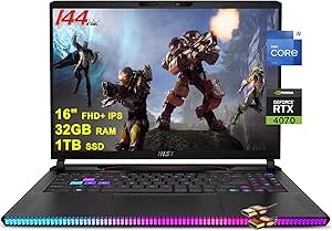 MSI Raider GE68HX Gaming Laptop 16" FHD  IPS 144Hz Intel 24-core i9-14900HX 32GB RAM 1TB SSD GeForce RTX 4070 RGB Backlit Thunderbolt4 USB-C Dynaudio FHD IR Privacy Camera Win11 Black   HDMI Cable