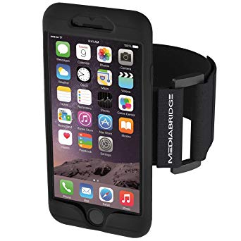 Mediabridge Armband for iPhone 7 / iPhone 8 (Black) - Fits 11"-20" Arm Circumferences - Includes Large Strap (Part# AB1-I8-BLACK)