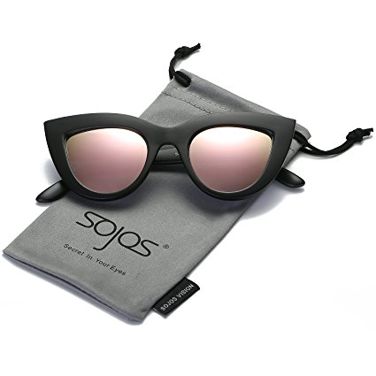 SojoS Retro Cat Eye Women Sunglasses 60's Fashion Thick Frame Mirror Lens SJ2939