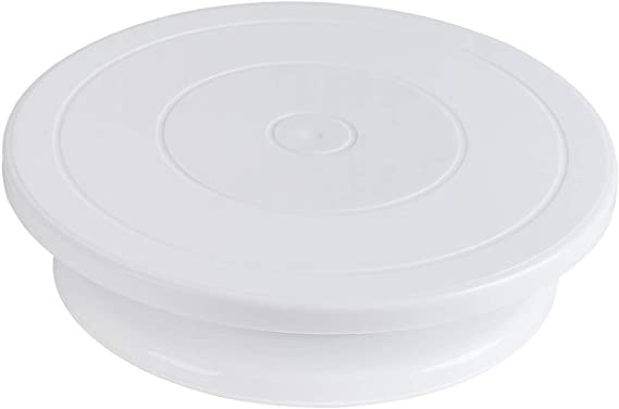 Puroma 11 Inch Rotating Cake Turntable White Cake Stand Spinner for Cake Decorations, Pastries, Cupcakes