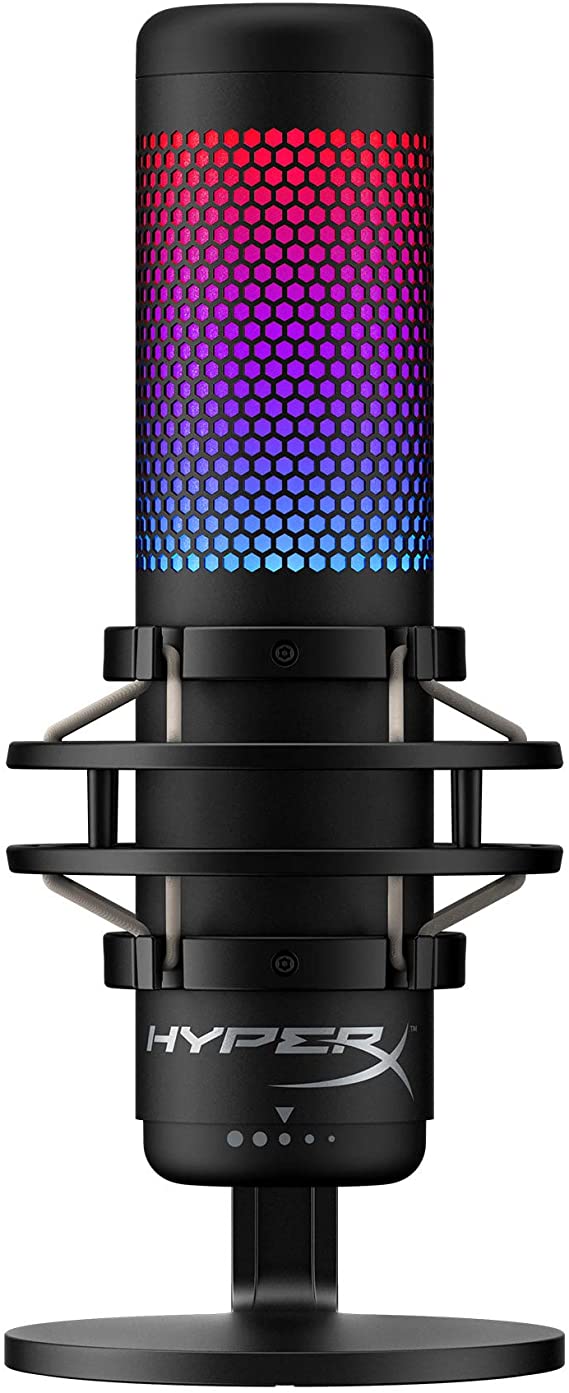 HyperX QuadCast S – RGB USB Condenser Microphone for PC, PS4 and Mac, Anti-Vibration Shock Mount, Four Polar Patterns, Pop Filter, Gain Control, Gaming, Streaming, Podcasts, Twitch, YouTube, Discord