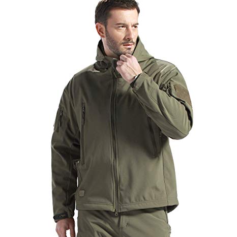 FREE SOLDIER Men's Jackets Outdoor Waterproof Softshell Hooded Tactical Jacket