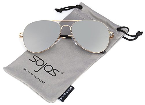 SojoS Classic Aviator Metal Frame Mirror Lens Sunglasses with Spring Hinges SJ1030