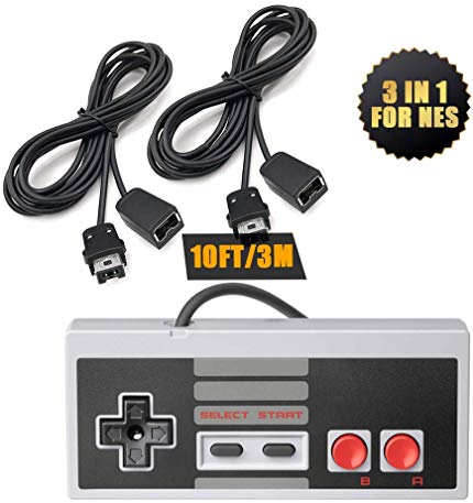 NES Classic Controller Extension Cable - 2 Pack of 10ft Extension Cord with Mini NES Classic Controller- for SNES Classic 2017, NES Classic 2016, Wii, Wii U Controllers and More