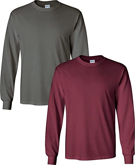 Gildan Mens Heavy Cotton Long Sleeve T-Shirt, Style G5400, 2-Pack