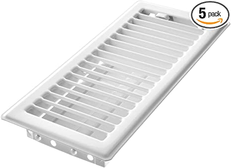 Imperial Manufacturing RG0247 Louvered Steel Painted Floor Register, 4x10 Inch, White, 5 Pack