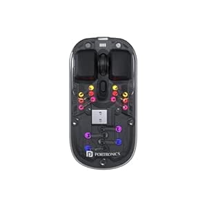 Portronics Toad 5 Transparent Bluetooth Mouse with 2.4 GHz & BT 5.3 Dual Wireless, Rechargeable, RGB Lights, Connect 3 Devices, Sleek Design for Laptop, Smartphone, Tablet (Black)