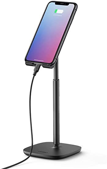 UGREEN Handy Ständer Höhenverstellbar Handy Halterung Bett Handy Halter Tisch Tablet Ständer 250mm kompatibel mit iPhone 12 Pro Max, Galaxy S21 S20 A50, Huawei P30, Xiaomi usw. bis 7,9 Zoll (Schwarz)