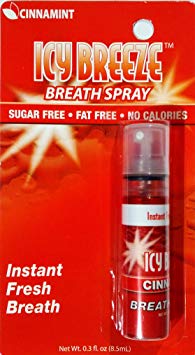 ICY Breeze Breath Spray Instant Fresh Breath: Cinnamint, Sugar Free, Fat Free, No Calories.3 fl. oz (8.5ml)