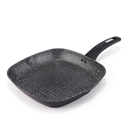 MICHELANGELO Ceramic Grill Pan Nonstick, 11 Inch Nonstick Grill Pan for Stove Top, Induction Square Grill Pan with Handle, Stone Griddle Pan, Steak Pan for BBQ, Granite Rock Grill Skillet Nonstick