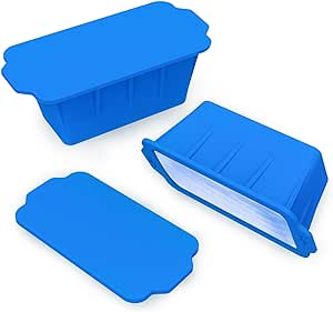 Extra Large Ice Cube Tray, Reusable Ice Maker for Cold Plunge or Coolers, Thick Silicone Ice Block Mold with Cover for Ice Bath Chiller, 8 lbs Ice Bath Trays, 2-Pack (Blue)