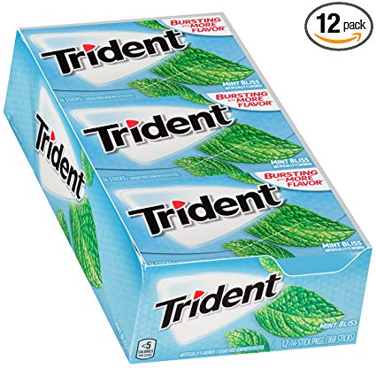 Trident Mint Bliss Sugar Free Gum - with Xylitol - 12 Packs (168 Pieces Total)