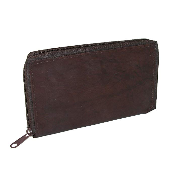 CTM Men's Leather Zippered Credit Card Case
