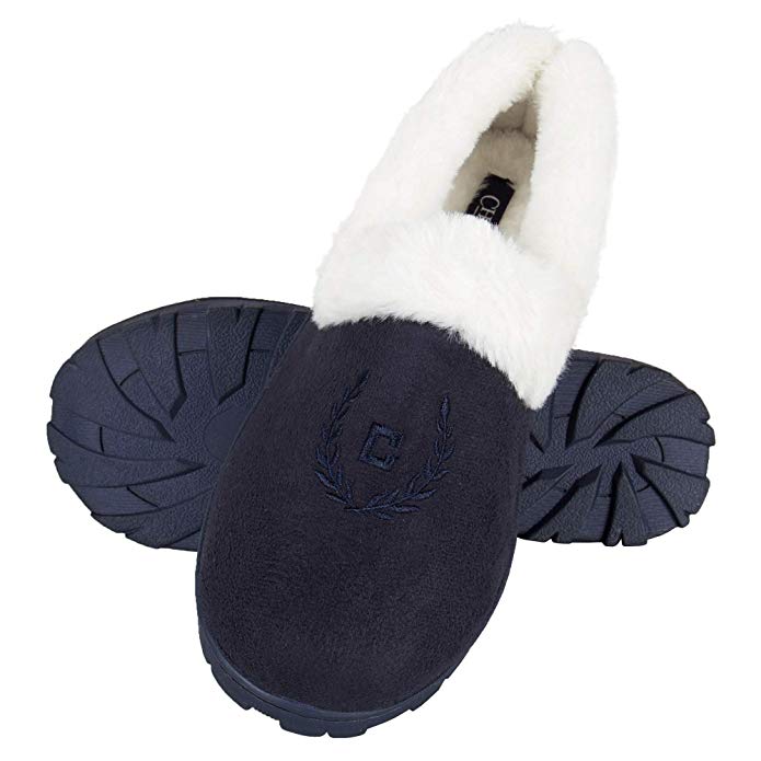 Chaps Women's House Slipper Moccasin Warm Fuzzy Memory Foam Micro Suede Indoor Outdoor Comfort