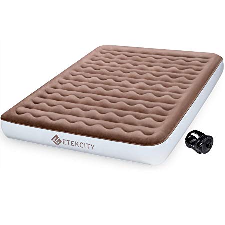 Etekcity Upgraded Twin Queen Size Camping Air Mattress Blow Up Bed Inflatable Mattress Raised Airbed with Rechargeable Pump for Guest, Camping, Height 9", 2-Year Warranty, Storage Bag