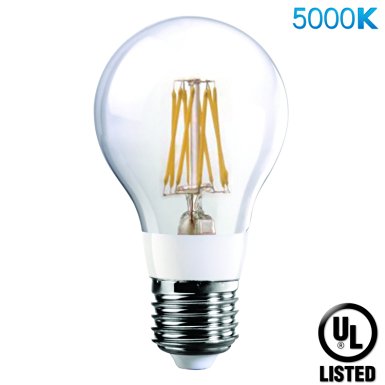 Luxrite LR21248 7-Watt Edison LED Filament Light Bulb, 75 Watt Incandescent Light Bulb Replacement, Bright White, 5000K, 700 Lumens, 290° Flood Beam, 80 CRI, E26 Base, UL-Listed, 1-Pack