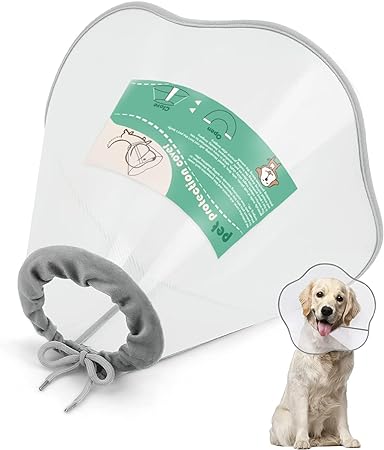 Supet Dog Cone Collar, Adjustable Pet Recovery Collar Dog Surgery Cone Protective Dog Cone Collar for Large Small Dogs After Surgery, Plastic Dog Cats (White XS)
