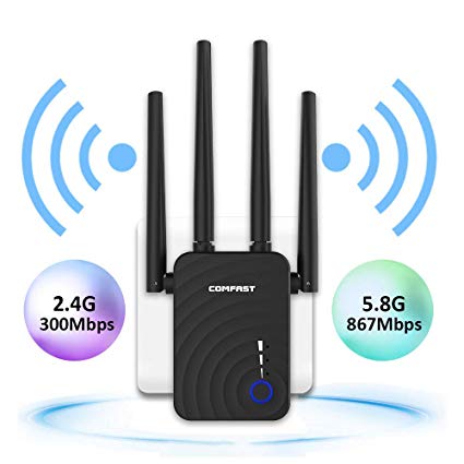 WiFi Extender, COMFAST AC1200 WiFi Range Extender Signal Booster Dual Band 2.4G&5G Wireless Repeater with 4 External Antennas, Router/Repeater/Access Point Mode, WPS