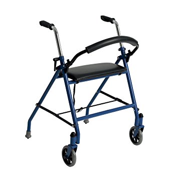 Drive Medical 1239BL Two Wheeled Walker with Seat, Blue