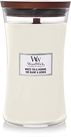 WoodWick Large Hourglass Scented Candle, White Tea & Jasmine